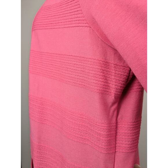 Talbots Open Cardigan Large Pink Lightweight Textured Woven Stretch Patch Pocket - Picture 8 of 12